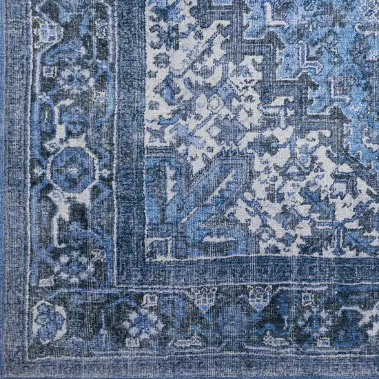 Blue Oriental Distressed Non Skid Runner Rug Photo 3