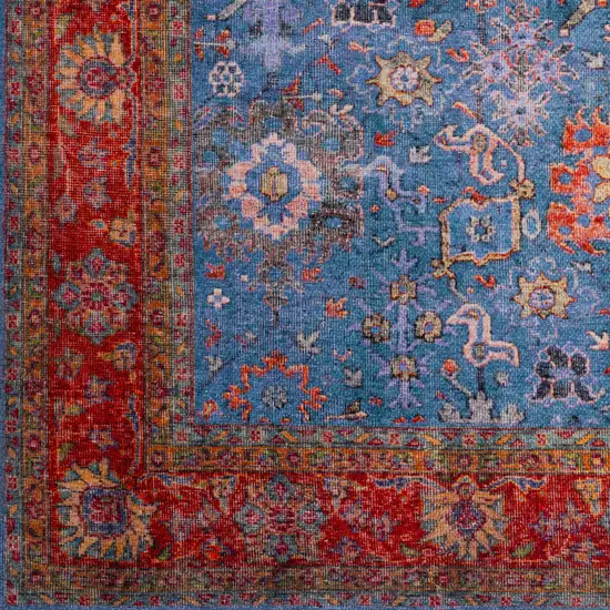 Blue Oriental Distressed Non Skid Runner Rug Photo 3