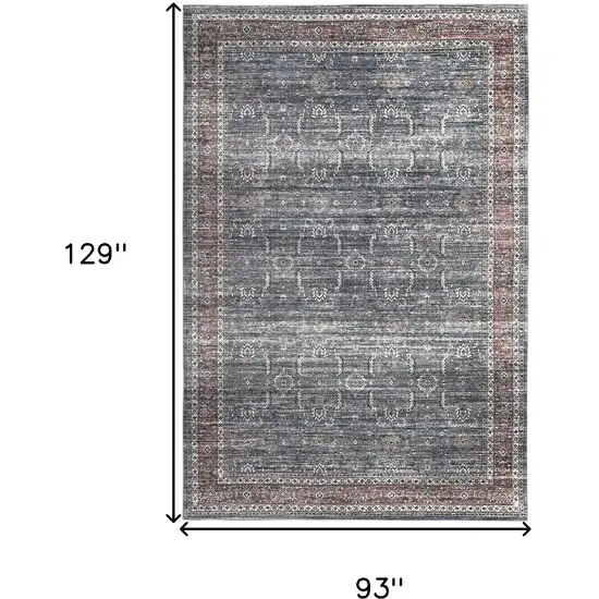 Blue Oriental Distressed Stain Resistant Area Rug Photo 4