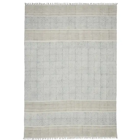 Blue Oriental Flatweave Handmade Distressed Area Rug With Fringe Photo 2