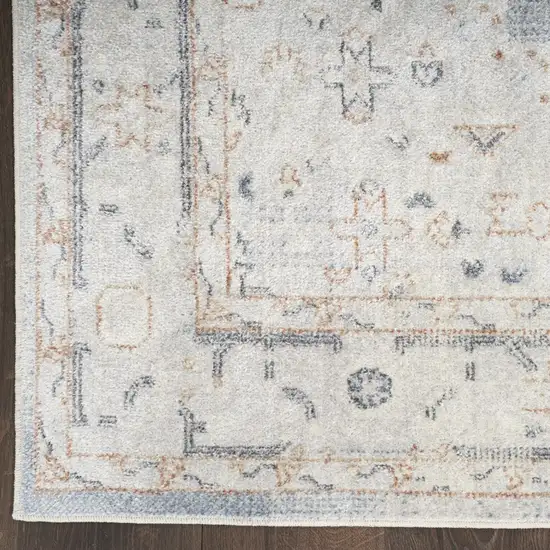 Blue Oriental Power Loom Distressed Runner Rug Photo 5