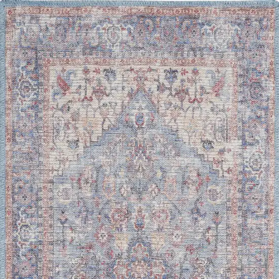 Blue Oriental Power Loom Distressed Washable Area Rug Photo 4