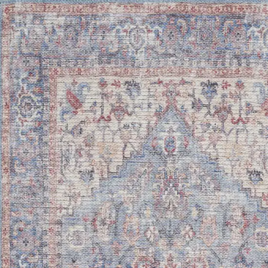 Blue Oriental Power Loom Distressed Washable Area Rug Photo 3