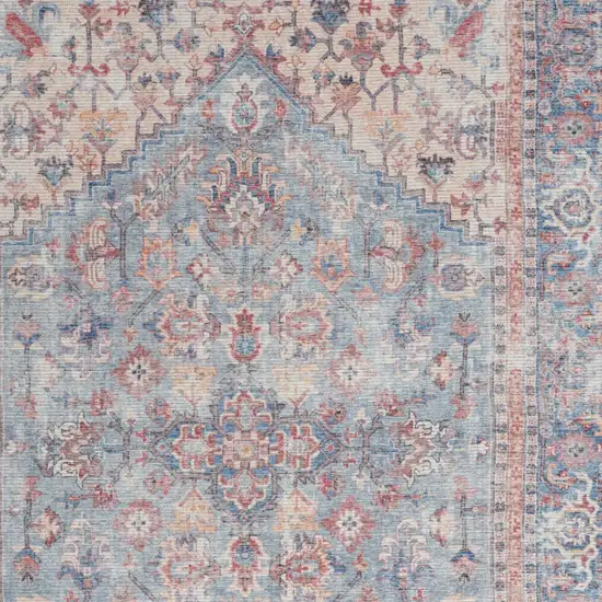 Blue Oriental Power Loom Distressed Washable Area Rug Photo 3