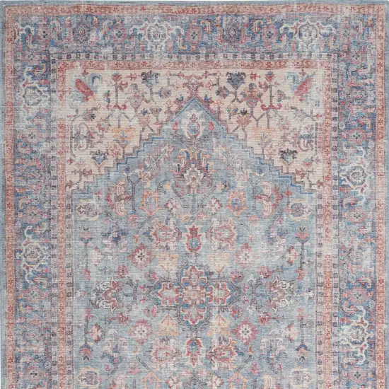 Blue Oriental Power Loom Distressed Washable Area Rug Photo 4