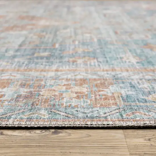 Blue Oriental Power Loom Stain Resistant Area Rug Photo 9