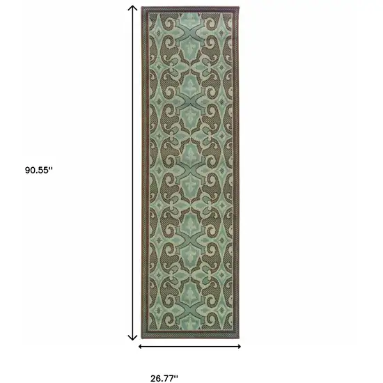 Blue Oriental Stain Resistant Indoor Outdoor Area Rug Photo 4