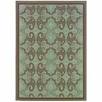 Photo of Blue Oriental Stain Resistant Indoor Outdoor Area Rug