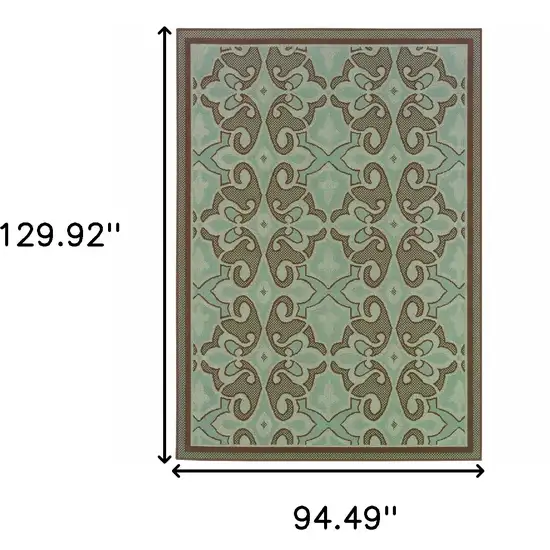 Blue Oriental Stain Resistant Indoor Outdoor Area Rug Photo 5