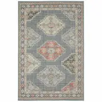 Photo of Blue Oriental Stain Resistant Indoor Outdoor Area Rug