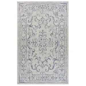 Photo of Blue Ornate Indoor Outdoor Area Rug