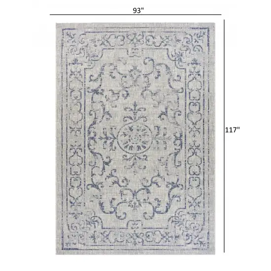 Blue Ornate Indoor Outdoor Area Rug Photo 6