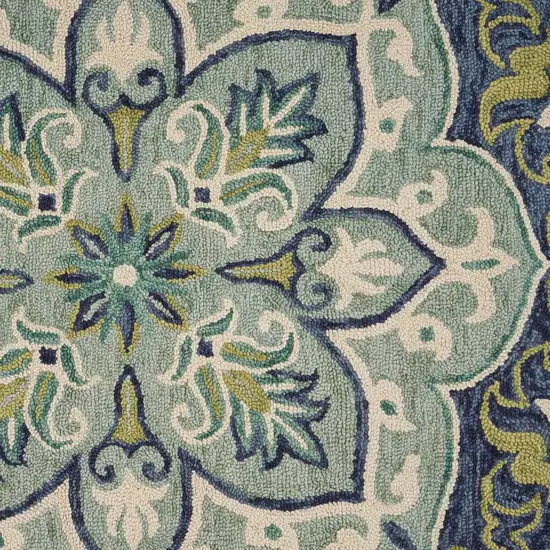 Blue Ornate Medallion Area Rug Photo 2