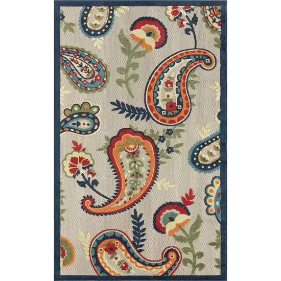 Blue Paisley Non Skid Indoor Outdoor Area Rug Photo 1