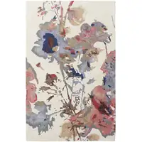 Photo of Blue Pink And Gray Wool Floral Tufted Handmade Area Rug