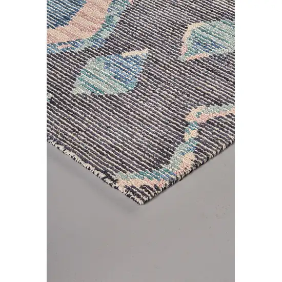 Blue Pink And Green Wool Geometric Tufted Handmade Area Rug Photo 5