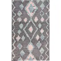 Photo of Blue Pink And Green Wool Geometric Tufted Handmade Area Rug