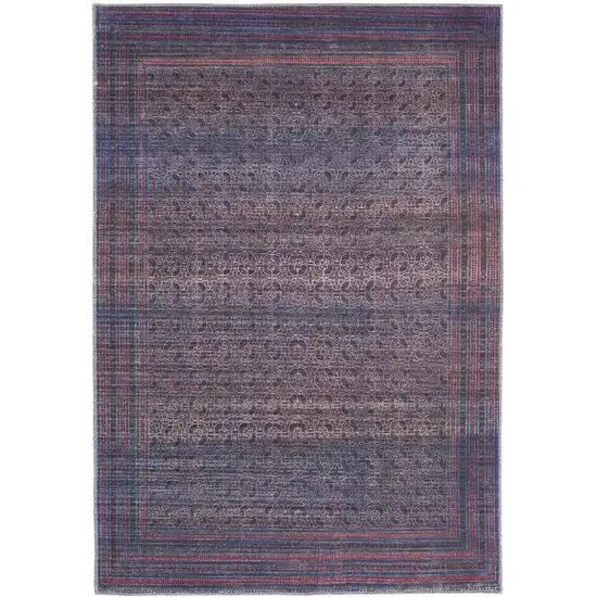 Blue Pink And Purple Floral Power Loom Area Rug Photo 1