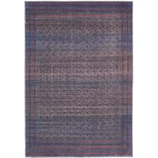 Blue Pink And Purple Floral Power Loom Area Rug Photo 1