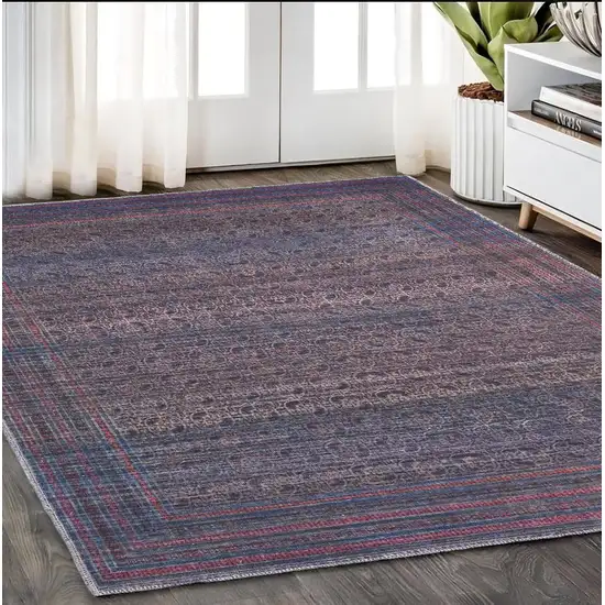 Blue Pink And Purple Floral Power Loom Area Rug Photo 1