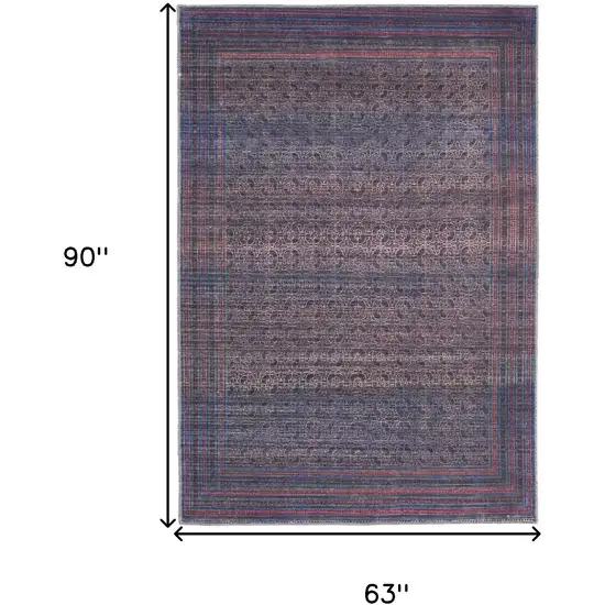 Blue Pink And Purple Floral Power Loom Area Rug Photo 3