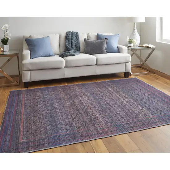 Blue Pink And Purple Floral Power Loom Area Rug Photo 9