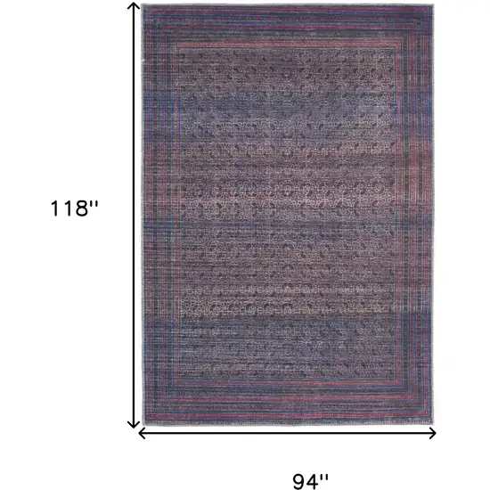 Blue Pink And Purple Floral Power Loom Area Rug Photo 9