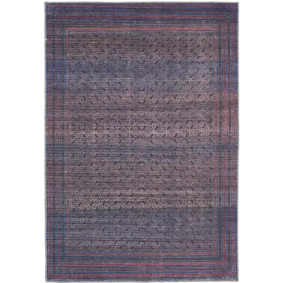 Blue Pink And Purple Floral Power Loom Area Rug Photo 1