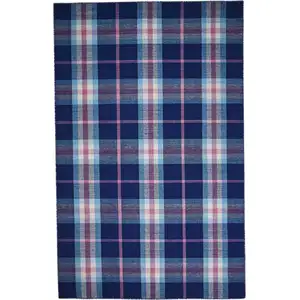 Photo of Blue Pink And White Abstract Hand Woven Stain Resistant Area Rug