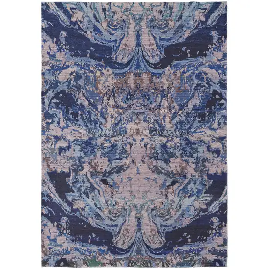 Blue Pink and Tan Abstract Power Loom Washable Area Rug Photo 6