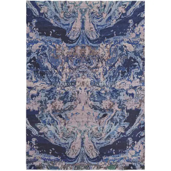 Blue Pink and Tan Abstract Power Loom Washable Area Rug Photo 4