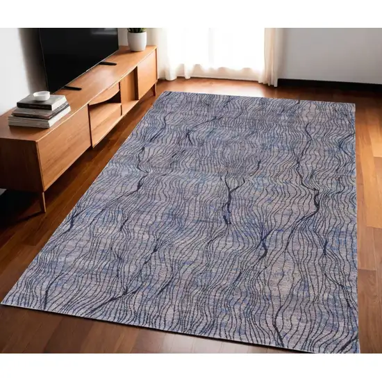 Blue Pink and Tan Abstract Power Loom Washable Area Rug Photo 1