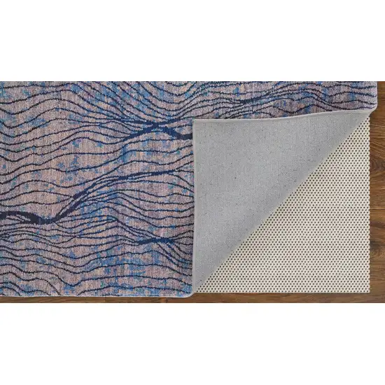 Blue Pink and Tan Abstract Power Loom Washable Area Rug Photo 6