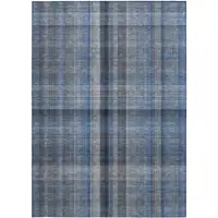 Photo of Blue Plaid Washable Non Skid Indoor Outdoor Area Rug