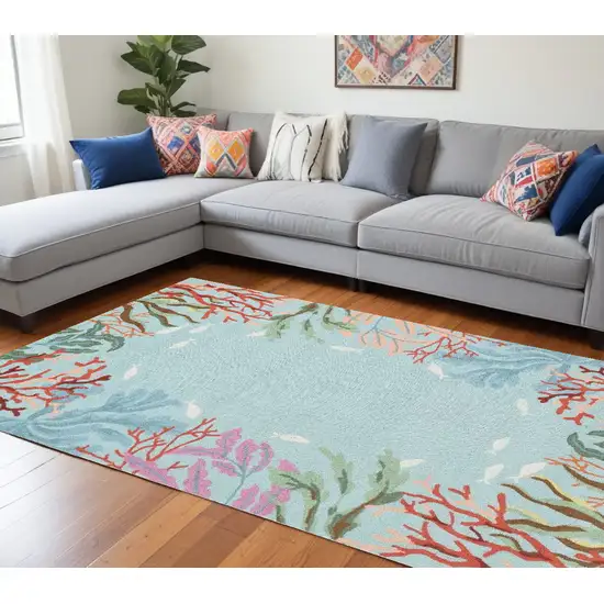 90 X 114 Blue Polyester Rug Photo 1