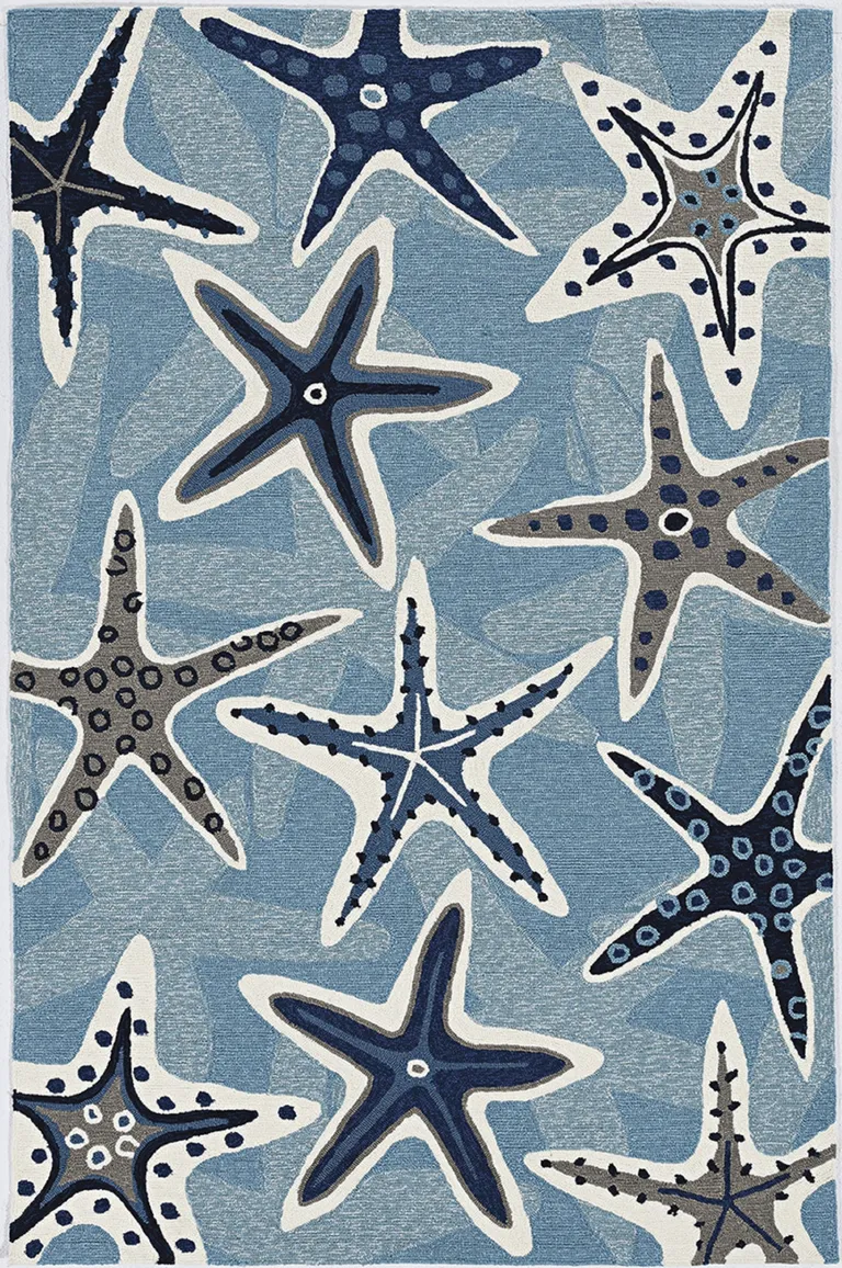 Blue Polypropylene Accent Rug Photo 1