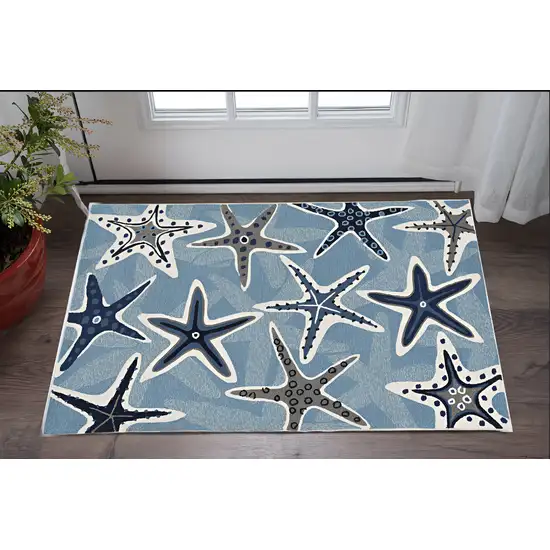 Blue Starfish Hand Tufted Area Rug Photo 1