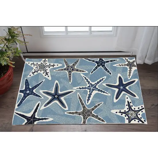 Blue Polypropylene Accent Rug Photo 1