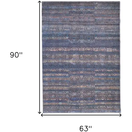 Blue Purple And Brown Floral Power Loom Area Rug Photo 3