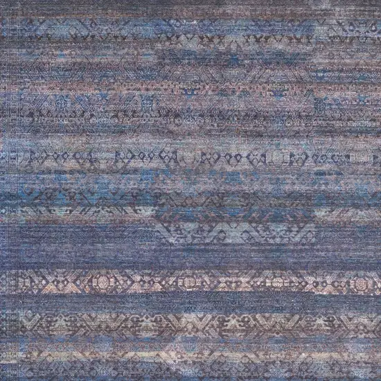 Blue Purple And Brown Floral Power Loom Area Rug Photo 7