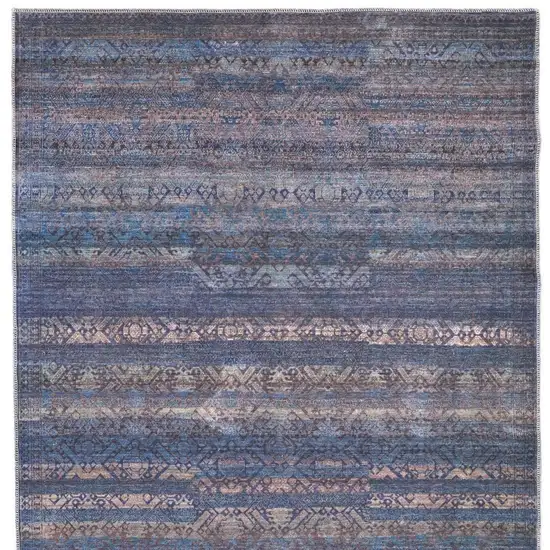 Blue Purple And Brown Floral Power Loom Area Rug Photo 8