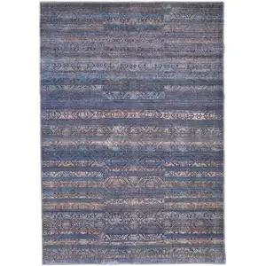 Photo of Blue Purple And Brown Floral Power Loom Area Rug