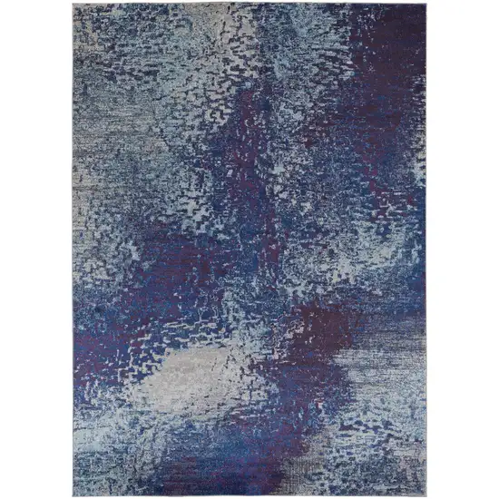 Blue Purple And Ivory Abstract Power Loom Stain Resistant Area Rug Photo 1