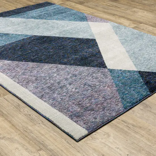 Blue Purple Grey And Teal Geometric Power Loom Area Rug Photo 6