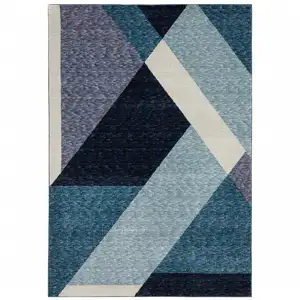 Photo of Blue Purple Grey And Teal Geometric Power Loom Area Rug