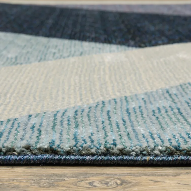 Blue Purple Grey And Teal Geometric Power Loom Area Rug Photo 5