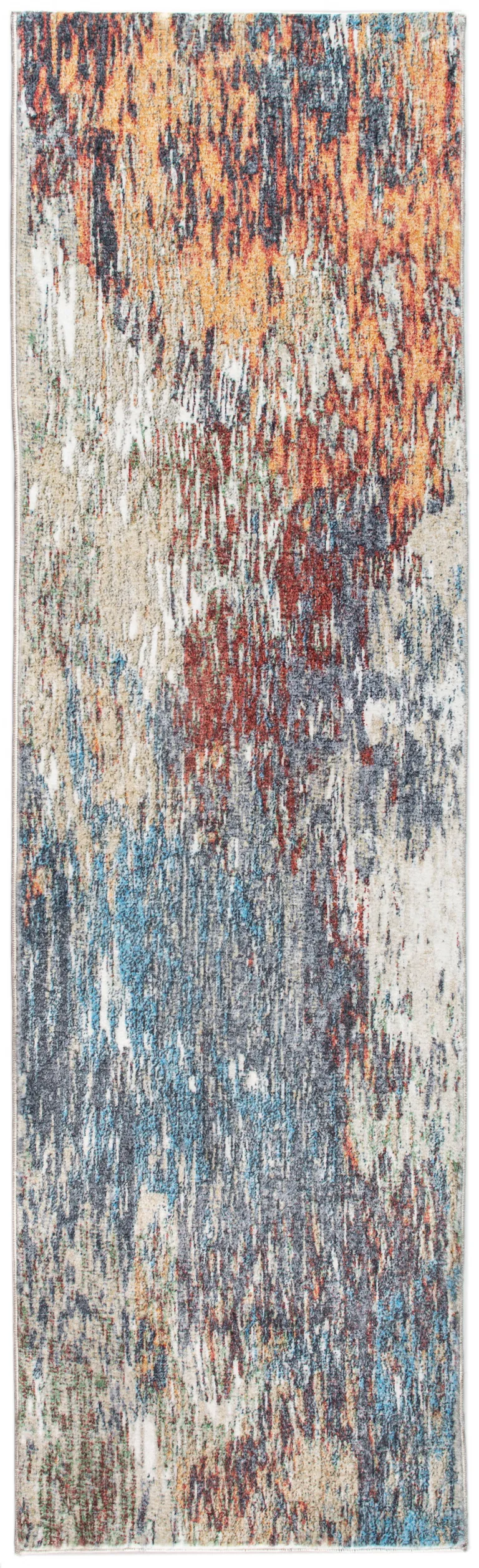 Blue Red Abstract Painting Modern Area Rug Photo 4