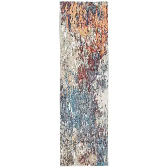 Blue Red Abstract Painting Modern Area Rug Photo 4