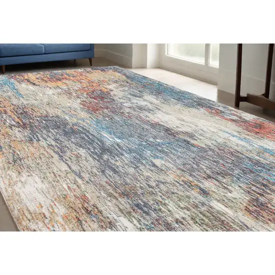 Blue and Beige Abstract Area Rug Photo 1