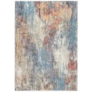 Photo of Blue Red Abstract Painting Modern Area Rug